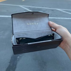 Gucci Black Cat Eye Sunglasses with Pearl Inlay